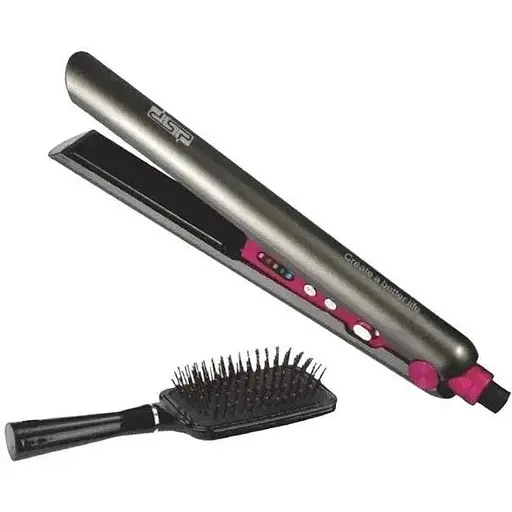 Комплект для стайлінгу волосся DSP-10264 випрямляч та масажна щітка Сріблястий - фото 1