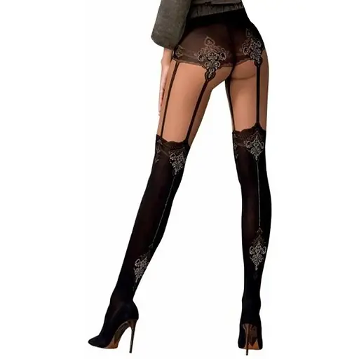 Колготки с эффектом чулок на подвязках Passion TI112 nero-gold 3/4 (60/20 den) - фото 2