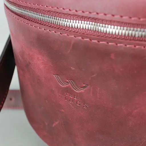 Шкіряна сумка поясна-кроссбоді Vacation бордова вінтажна - фото 6