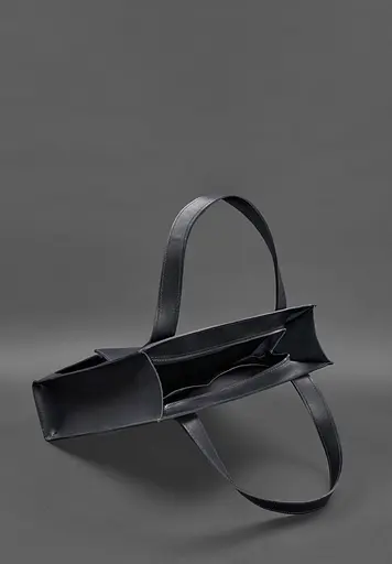 Шкіряна жіноча сумка шоппер Бетсі з кишенею синя Краст - фото 5