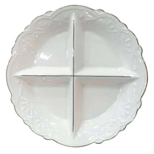 Менажница фарфоровая на 4 секции для закусок Ø 27 (см) тарелка круглая для сервировки Белый Yiwu 120-YH-HG033