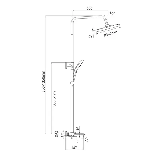 Душевая система Gappo G2403-6 с изливом, черный/хром, Черный матовый - фото 6