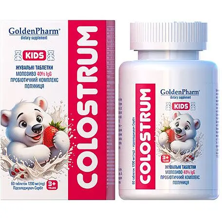 Колострум Golden Pharm Colostrum kids жувальні таблетки 1200 мг 60 шт.