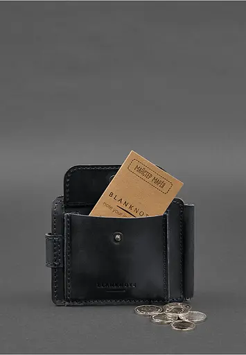 Кожаный портмоне 13.1 зажим с хлястиком Черный Crazy Horse - фото 8