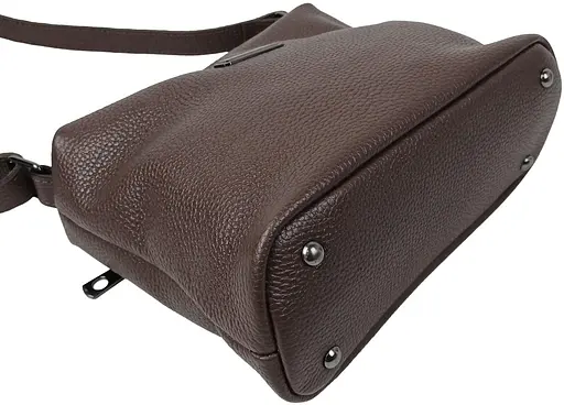 Женская кожаная сумка Borsacomoda на плечо темно-коричневая sum0028716 - фото 6
