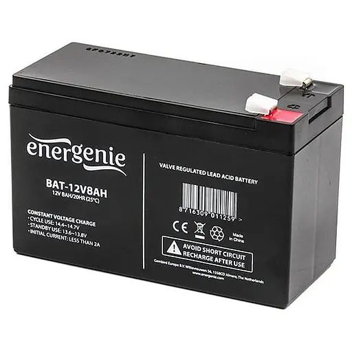 Аккумуляторная батарея для ИБП EnerGenie AGM 12 V / 8 А*ч (BAT-12V8AH) - фото 1