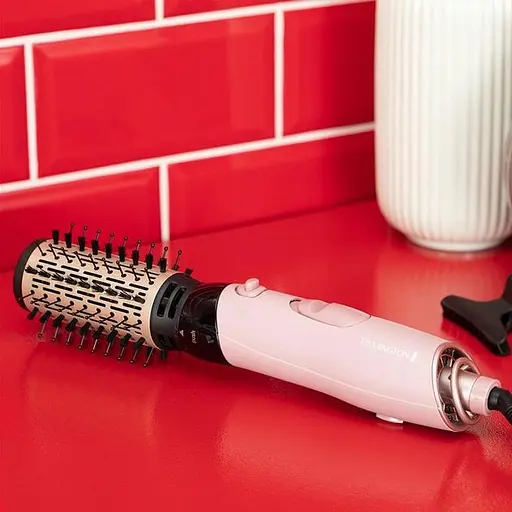 Фен-щетка Remington Coconut Smooth, 1000Вт, 2 режима, ионизация, холодный обдув, 2 насадки, черно-розовый - фото 2