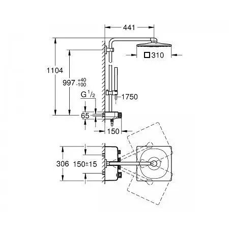 Душова система Grohe Euphoria 26508000, Хром - фото 2