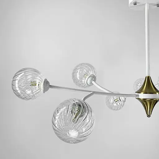 Белая люстра с поворотными веточками на 9 плафонов Line.F K 21/9 WT+CL new - фото 4