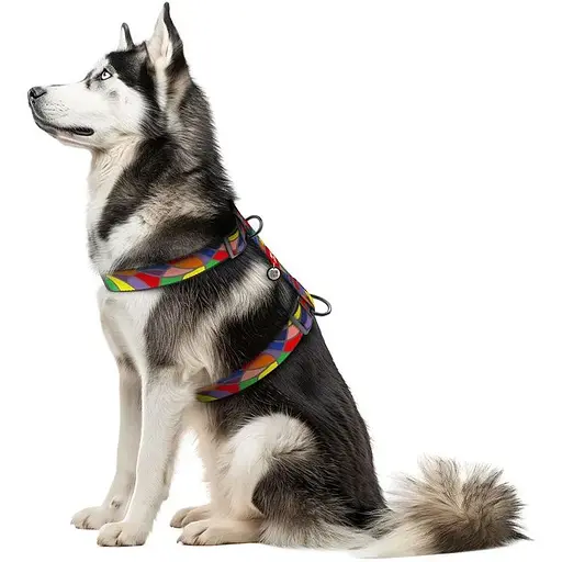 Шлея для собак Waudog Nylon анатомічна H-подібна з QR-паспортом, малюнок "Вітраж", пластиковий фастекс, XL - фото 3