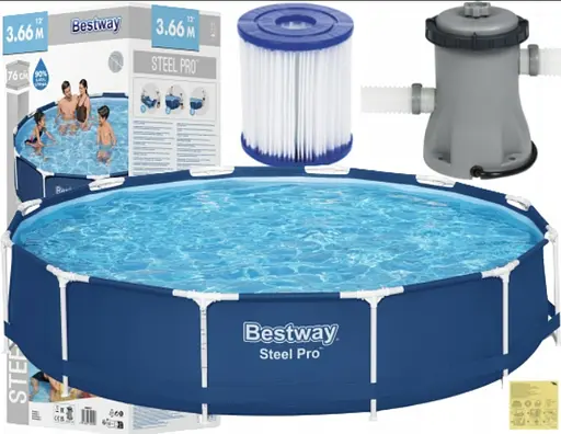 Каркасный бассейн Bestway STEEL PRO 366х76 большой с фильтром и насосом 56679 - фото 2