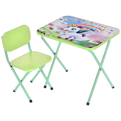 Детский столик Bambi M 5967-5 Единорог складной со стульчиком англ. азбука