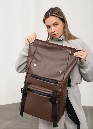 Рюкзак ролл Sambag унисекс RollTop LTT шоколадный 41 x 30 x 16 см (24238020) - фото 4