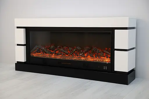 Електричний камін Logos Long 158 1500Вт Bluetooth звук потріскування дров White with black (10080144) - фото 2