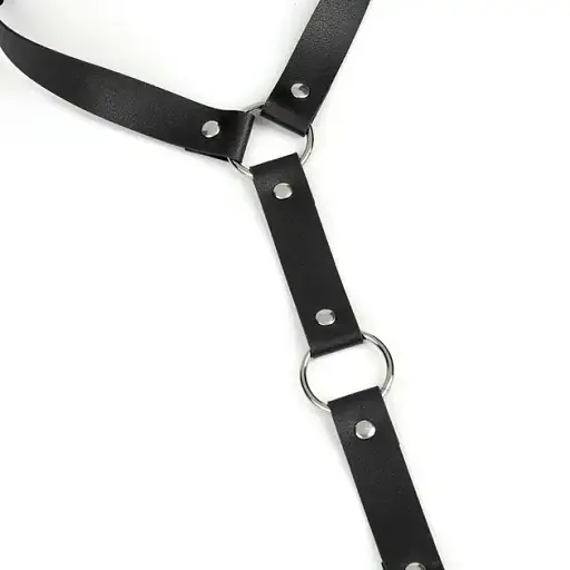 Портупея від шиї до запʼястя I’MCUM Neck to Wrist Bondage з наручниками за спиною Чорний (7970379617689) - фото 3