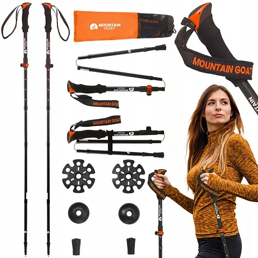 Треккинговые палки Mountain Goat Pro+ 43-130 см MG0008 Black/Orange (P-5907739318251) - фото 1