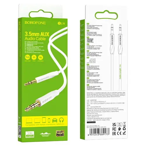 Аудіокабель Borofone BL16 Clear sound 3.5 мм/1 м білий - фото 3