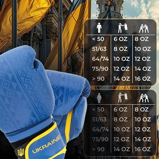 Рукавиці боксерські Power Play PP 3021 Ukraine, Blue/Yellow - 10 унцій - фото 8