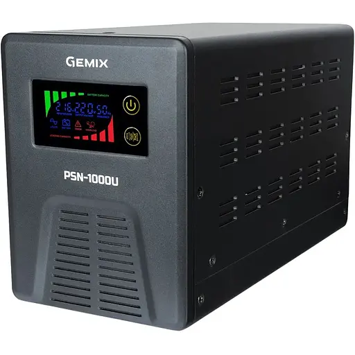 ДБЖ Gemix PSN-1000, 1000VA/600W 12V/220V, 7/9/13A, 3xSchuko, без АКБ - фото 2