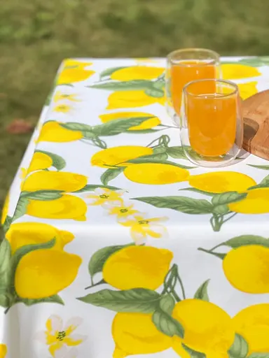 Водоотталкивающая Скатерть Принт Лимоны 220х140 см (+ 4 салфетки 30х40) - фото 4