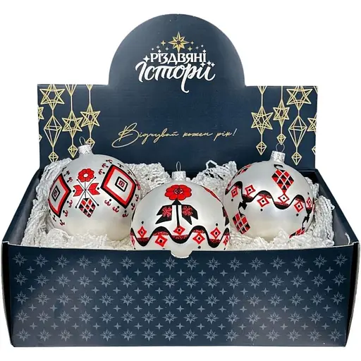 Набір ялинкових прикрас Різдвяні історії Код нації: Запоріжжя 3 кулі скло (4820001179965)