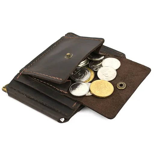 Зажим с монеткой кожаный темно-коричневый Tarwa 11.5х8х1 см acs0032184 - фото 2