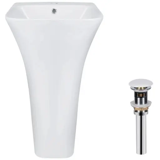 Комплект Qtap Crow: Раковина підлогова моноблок 445x420x840 мм White + Донний клапан PU02O (QT0511G315WN47321) - фото 1