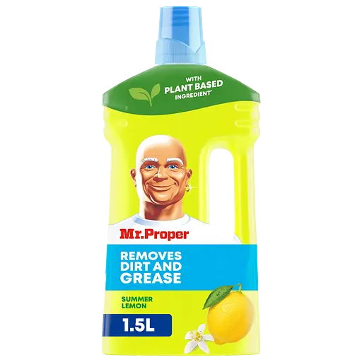 Набір: універсальний спрей для чищення Mr. Proper Бадьорий мандарин 800 мл + Ррідкий миючий засіб Mr. Proper для прибирання підлоги та стін Лимон 1.5 л - фото 3