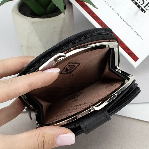 Гаманець жіночий шкіряний маленький Horse Imperial 001B чорний - фото 8