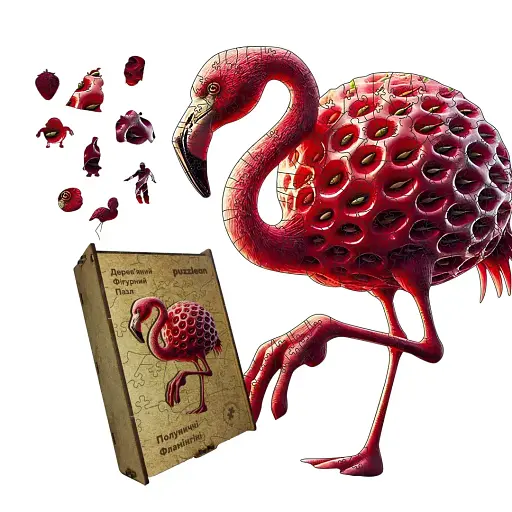 Дерев'яний фігурний пазл Полуниччі Фламінгіні, А5, Картонна коробка 35 елементів