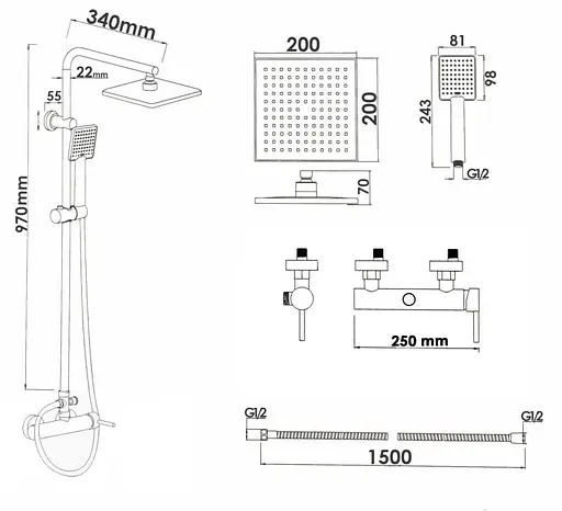 Душова система Yoka Tiki-Blk black BP.TIKI-BLK, Чорний матовий - фото 4