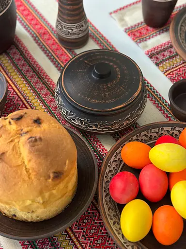 Пасхальний столовий сервіз керамічного (глиняного) посуду на 6 осіб Ангоб - фото 5