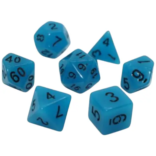 Набір кубиків Glow in the dark 7 Dice Set - Light blue , 7 шт. (g7dglow02)