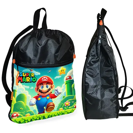 Рюкзак-мішок для взуття, спортивної форми Супер Маріо «Super Mario» дитяча сумка для змінки з розширювачем (01326)