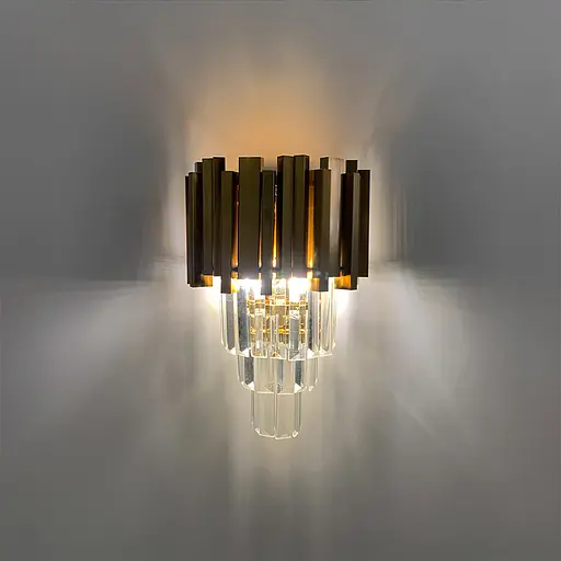 Кришталевий настінний світильник у золотому каркасі Line F WS 152/2 - фото 1