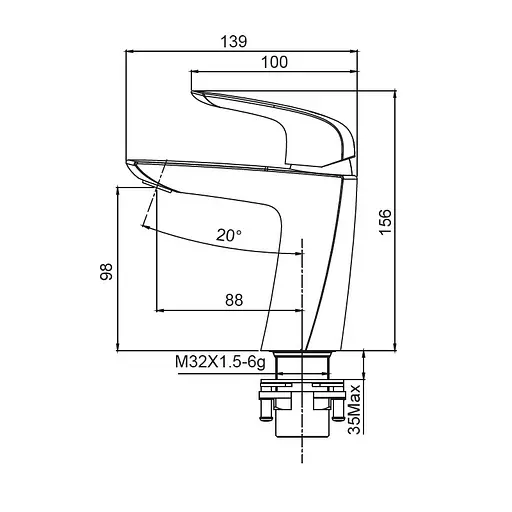 Змішувач для умивальника Koer KB-10008-05 KR3471 Чорний матовий - фото 2