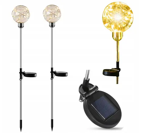 Ліхтарі Sun Lamp садові на сонячних батареях врізні 20LED куль 2 шт - фото 4