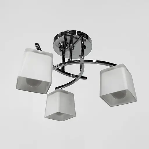 Стельовий хромований світильник на 3 білих плафони Ø 35 см | Арт. 91173/3B CH | Line F - фото 1