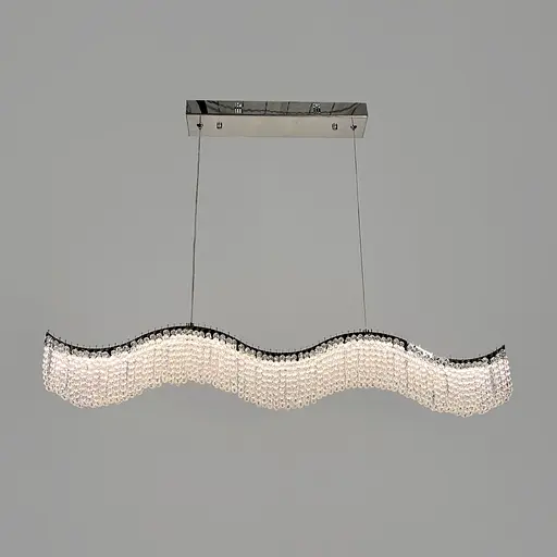 Светодиодная волнистая серебряная люстра с хрусталиками длиной 80 см | Line F | Ст. 33056-L800*600 CH - фото 4