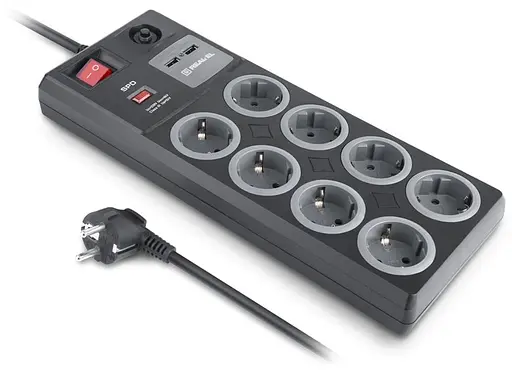 Мережевий фільтр RS-8F USB CHARGE 3m, black (EL122300004) - фото 2