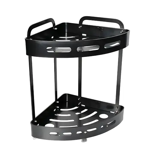 Полка Homax двухуровневая угловая алюминиевая 35.9х23.7х23.7 см черная (EBA-3520 BL)