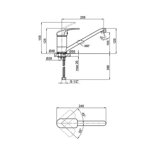 Смеситель для кухни Lidz (CRM) Mars 81 003 00 Хром - фото 2