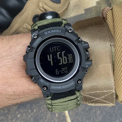 Наручний годинник чоловічий 1356AGPK Army Green Tactic Compass Skmei acs0030797 - фото 3