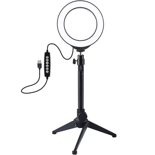 Кільцева USB RGBW LED лампа Puluz PKT3049B 4.7"+ настільний штатив - фото 1