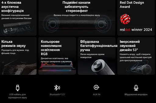 Саундбар колонка для комп'ютера Xiaomi Desktop Speaker QBH-4276GL Black - фото 3