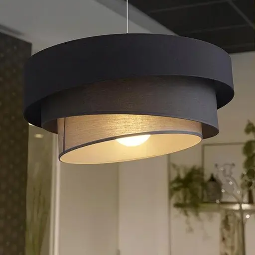 Дизайнерская люстра IONOS 2 с текстильным абажуром Line.F MJ 159-500 BK+BK+WT - фото 4