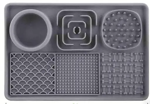 Миска-лизальний килимок для собак та котів для повільного годування ПУХНАСТЕ ЩАСТЯ сірий - фото 1