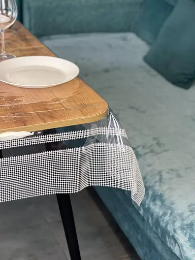 Скатерть силиконовая с белой жемчужной лентой двойной 130х110 см - фото 4