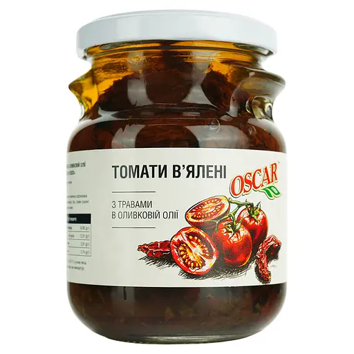 Томати Oscar в'ялені з травами в оливковій олії 230 г