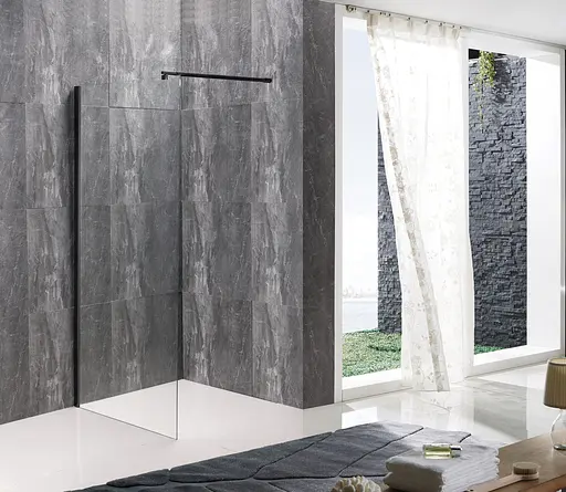 Душова перегородка Mixxus Premium Flat SP02-90x200-TR Black Walk-In прозоре скло 8 мм MI6855, прозоре, чорний матовий - фото 3